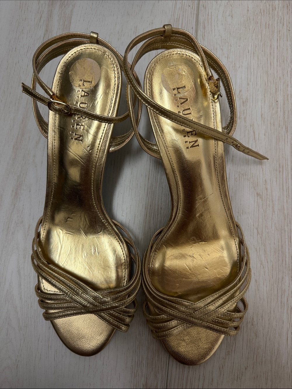 Lauren Ralph Lauren Gold Metallic Strappy Heels